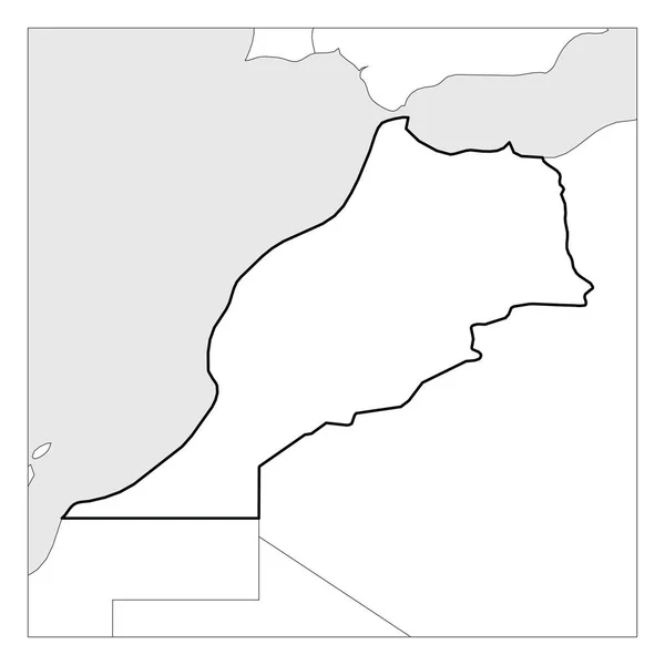 Карта Марокко черные толстые очертания выделены с соседними странами — стоковый вектор