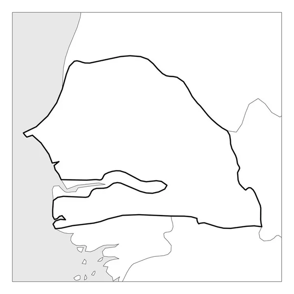 Mapa de Senegal contorno grueso negro resaltado con los países vecinos — Vector de stock