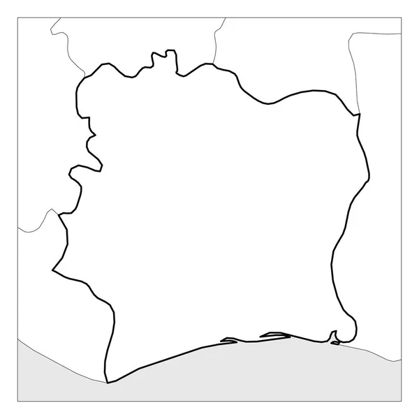象牙海岸地图黑色厚轮廓突出显示与邻国 — 图库矢量图片