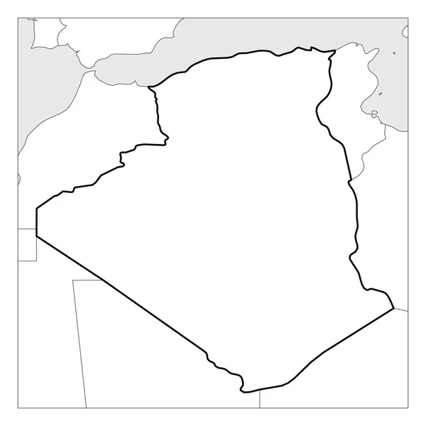 Karta över Algeriet svart tjock kontur markerad med grannländer — Stock vektor