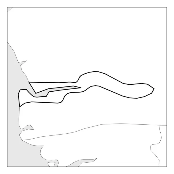 Carte de la Gambie contour épais noir mis en évidence avec les pays voisins — Image vectorielle