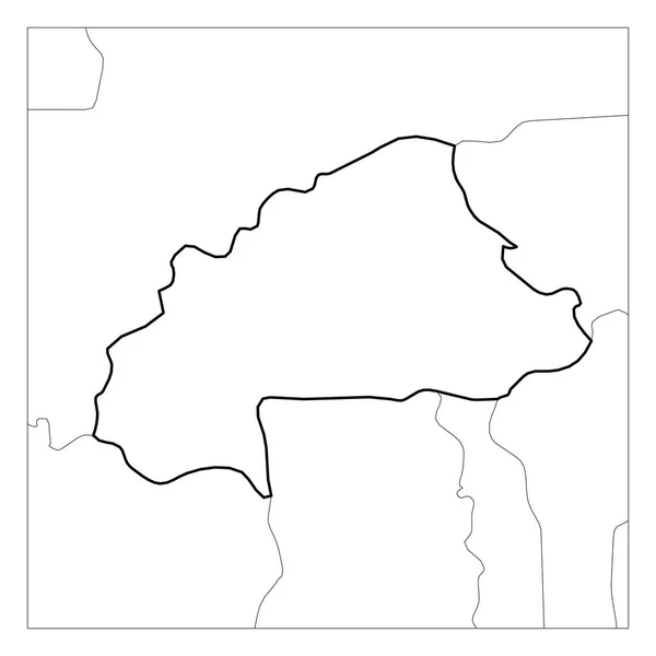 Karta över Burkina Faso svart tjock kontur markerad med grannländer — Stock vektor