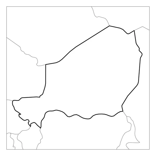 Komşu ülkelerle vurgulanan Nijer siyah kalın anahat haritası — Stok Vektör