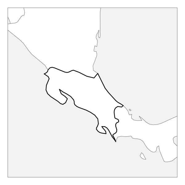 Mapa de Costa Rica contorno grueso negro resaltado con los países vecinos — Archivo Imágenes Vectoriales