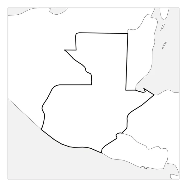 Carte du Guatemala noir épais contour mis en évidence avec les pays voisins — Image vectorielle