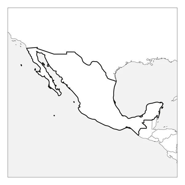 Mapa de México negro contorno grueso resaltado con los países vecinos — Vector de stock