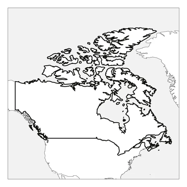 Mappa del Canada contorno spesso nero evidenziato con i paesi vicini — Vettoriale Stock