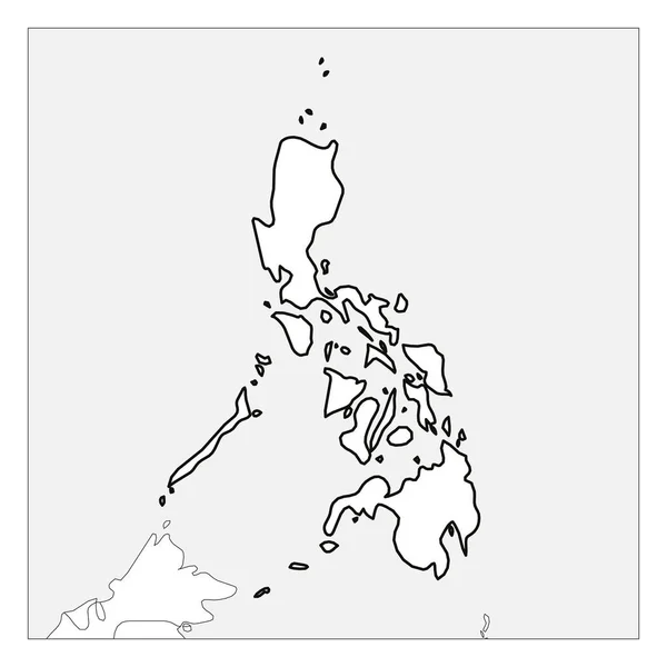 이웃 국가와 강조 필리핀 검은 두꺼운 윤곽의지도 — 스톡 벡터