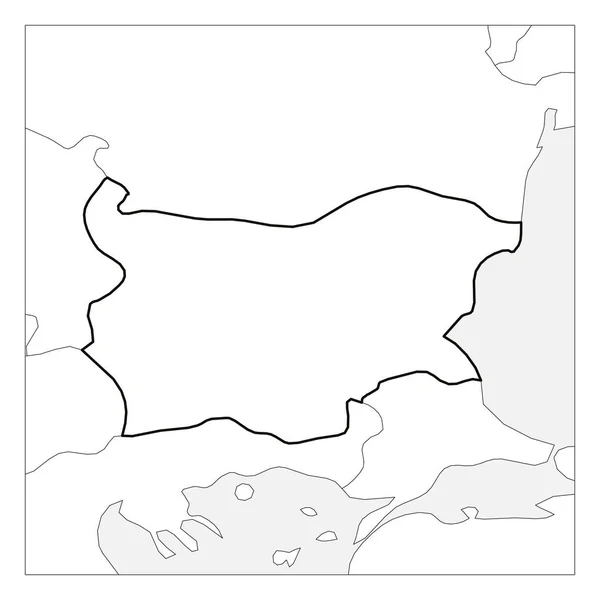 ブルガリアの黒い厚い輪郭の地図は、近隣諸国で強調表示 — ストックベクタ