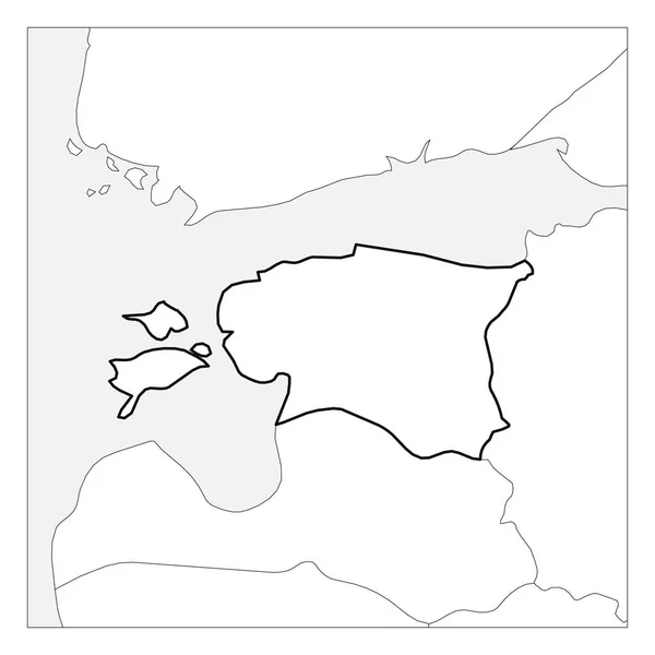 Karta över Estland svart tjock kontur markerad med grannländer — Stock vektor