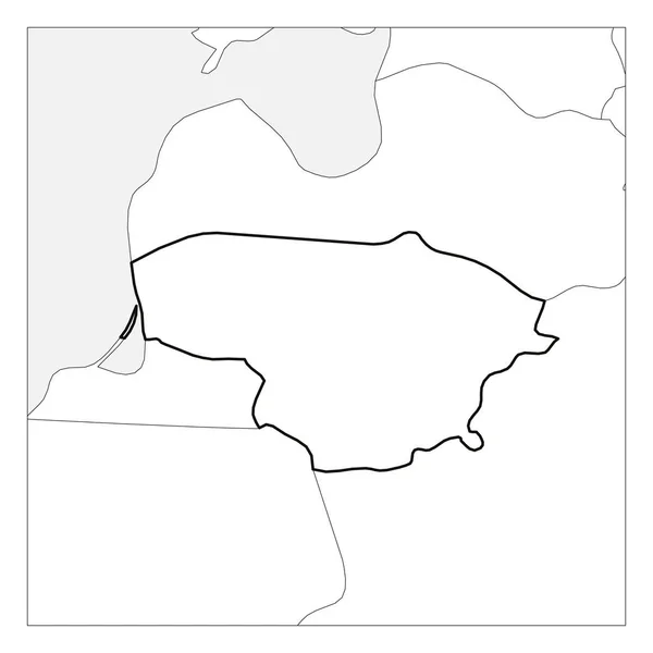 Mapa Litwy czarny gruby zarys podświetlony z krajami sąsiadującymi — Wektor stockowy