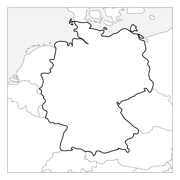 Карта Германии черные толстые контуры выделены с соседними странами — стоковый вектор