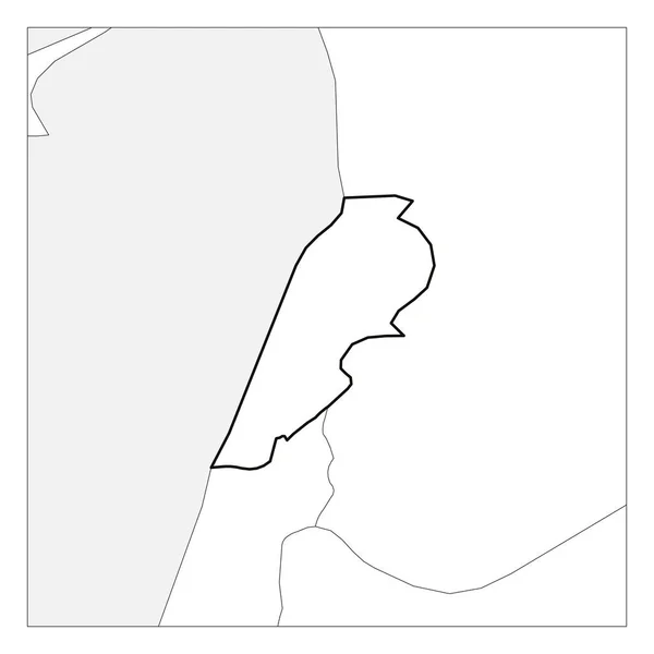 Karte von Libanon schwarz dicke Umrisse mit Nachbarländern hervorgehoben — Stockvektor
