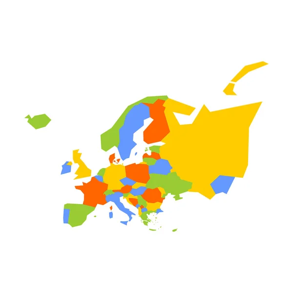 Sehr vereinfachte infografische politische Landkarte Europas. Einfache geometrische Vektorabbildung — Stockvektor