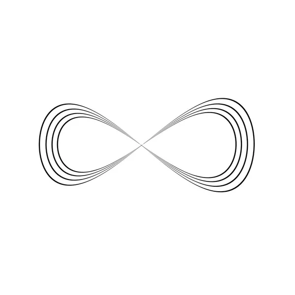 Unendlichkeitssymbol für mehrere dünne schwarze Linien. Konzept von unendlich, grenzenlos und endlos. einfaches flaches Vektordesign-Element — Stockvektor