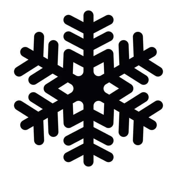 Icono del copo de nieve. Tema Navidad e invierno. Ilustración simple en negro plano con esquinas redondeadas sobre fondo blanco — Vector de stock