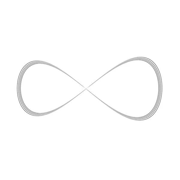 Símbolo infinito de múltiples líneas negras delgadas. Concepto de infinito, ilimitado e infinito. Elemento de diseño simple vector plano — Archivo Imágenes Vectoriales