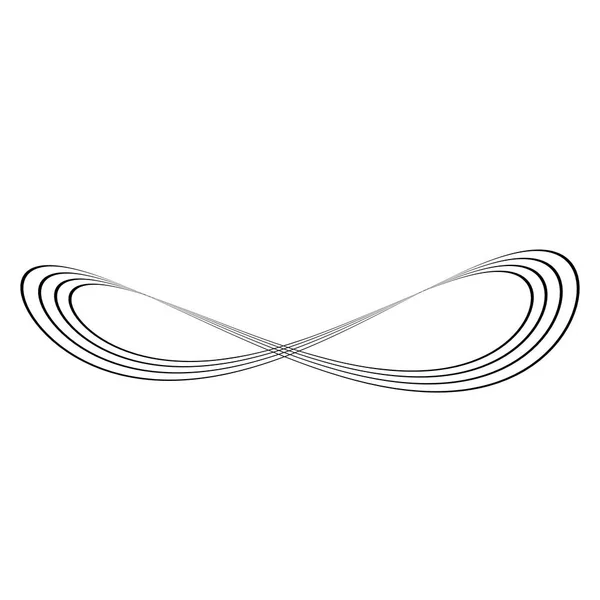 Símbolo infinito de múltiples líneas negras delgadas. Concepto de infinito, ilimitado e infinito. Elemento de diseño simple vector plano — Archivo Imágenes Vectoriales