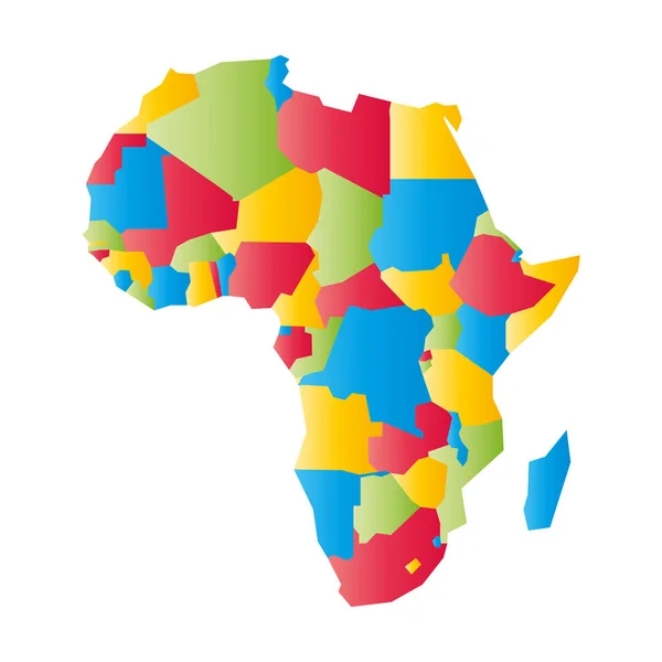 Mapa político infográfico muy simplificado de África. Ilustración simple vector geométrico — Vector de stock