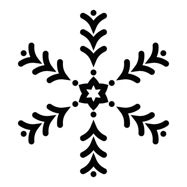 Snöflingsikon. Jul och vinter tema. Enkel platt svart illustration på vit bakgrund — Stock vektor