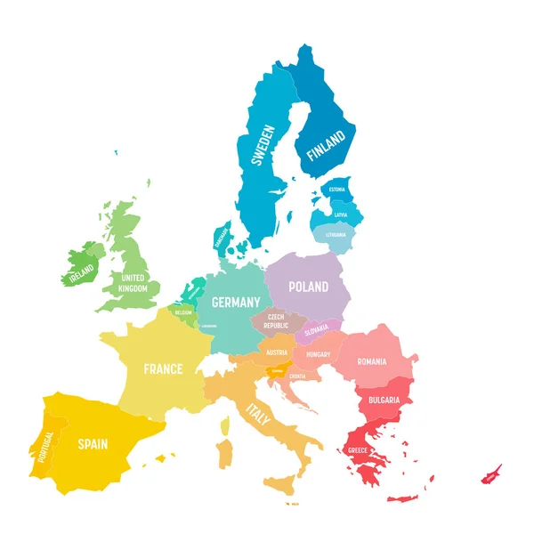 Carte vectorielle colorée de l'UE, Union européenne, États membres — Image vectorielle