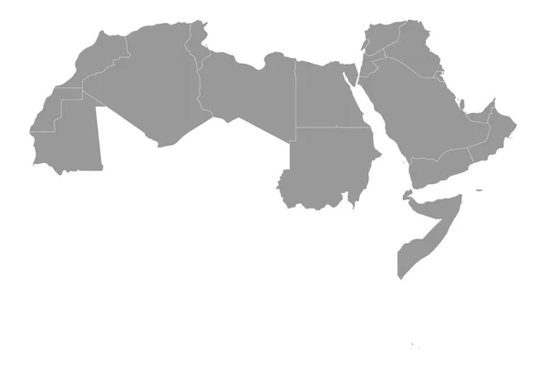 Politická mapa arabských států s 22 arabsky mluvícími zeměmi Arabské ligy. Severní Afrika a region Blízkého východu. Vektorová ilustrace — Stockový vektor