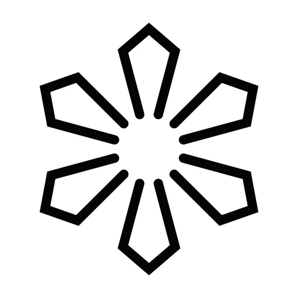 Icono del copo de nieve. Tema Navidad e invierno. Ilustración simple plana en negro sobre fondo blanco — Vector de stock