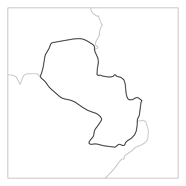 Mapa de Paraguay contorno grueso negro resaltado con países vecinos — Archivo Imágenes Vectoriales