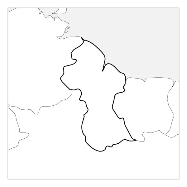 ガイアナの地図黒の太い輪郭は隣国と強調表示 — ストックベクタ