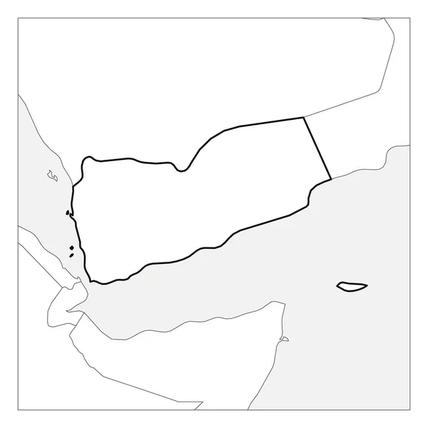 Mappa dello Yemen contorno spesso nero evidenziato con i paesi vicini — Vettoriale Stock