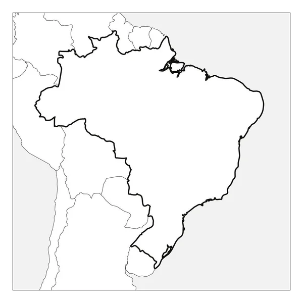 ブラジルの地図隣国と強調された黒い太い輪郭 — ストックベクタ