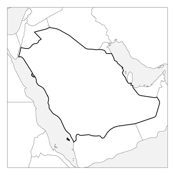 Карта Саудівської Аравії чорний товстий контур виділена з сусідніми країнами — стоковий вектор