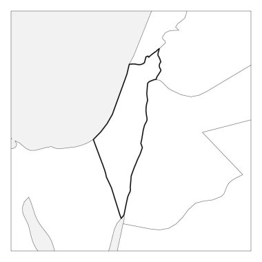 Map of Israel black thick outline highlighted with neighbor countries clipart