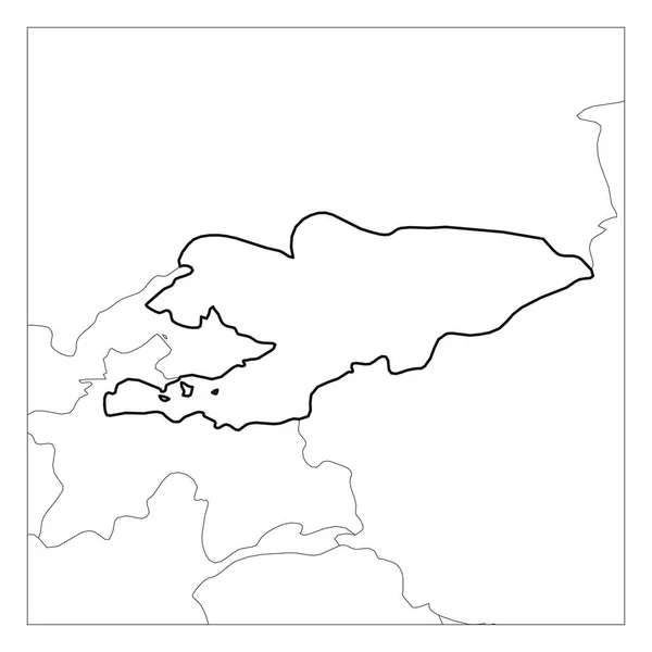 Mapa do Quirguistão contorno grosso preto destacado com países vizinhos — Vetor de Stock