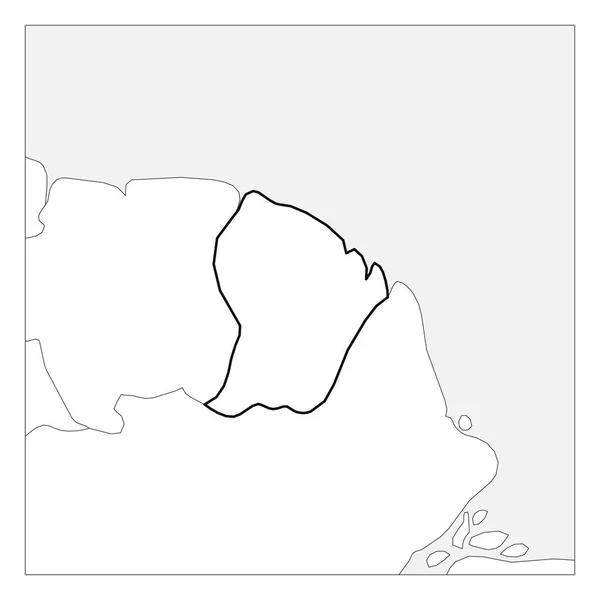 Mappa della Guiana francese contorno nero denso evidenziato con i paesi vicini — Vettoriale Stock