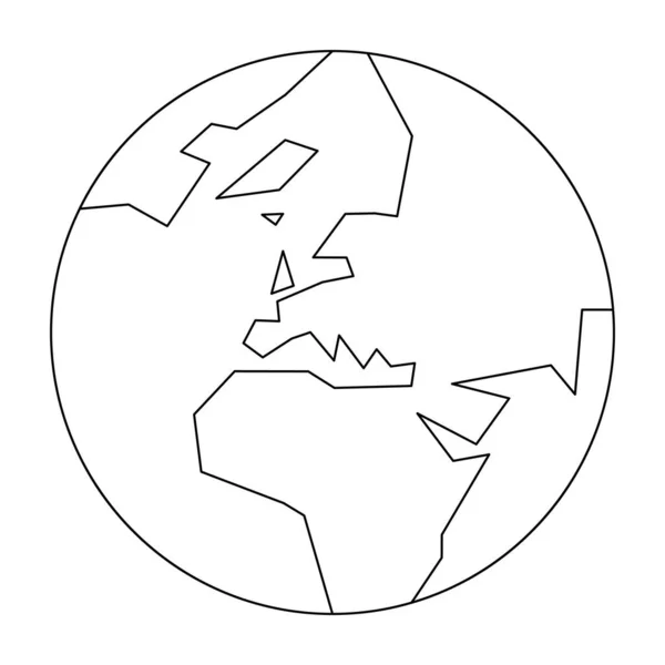 Esquema simplificado globo terráqueo con mapa del mundo centrado en Europa. Ilustración vectorial — Vector de stock