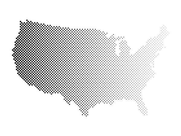 Förenta staterna. Prickad halftonkarta över Usa. Enkel platt vektor illustration — Stock vektor