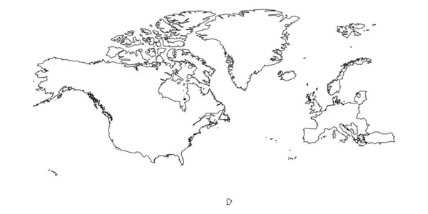 Paesi dell'Atlantico del Nord Organizzazione del Trattato, NATO, paesi membri mappa di sagoma — Vettoriale Stock