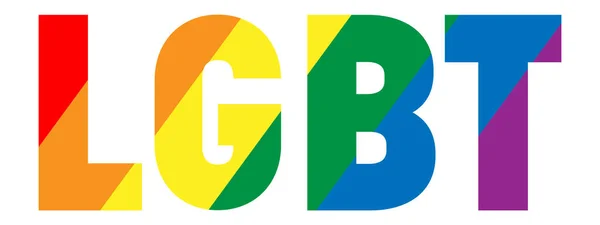 Inscripción LGBT. Banner o bandera de espectro de colores en forma de texto LGBT. Ilustración vectorial — Archivo Imágenes Vectoriales