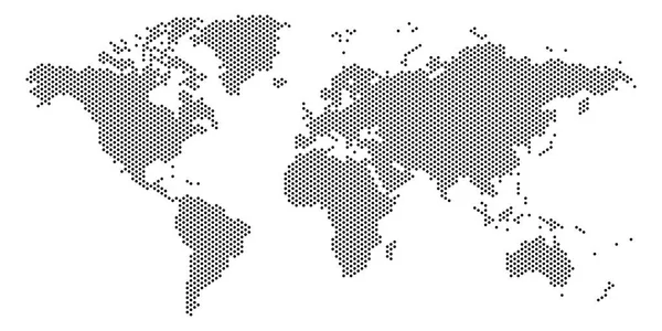 Peta Dotted Dunia. Desain Halftone. Ilustrasi vektor rata sederhana - Stok Vektor