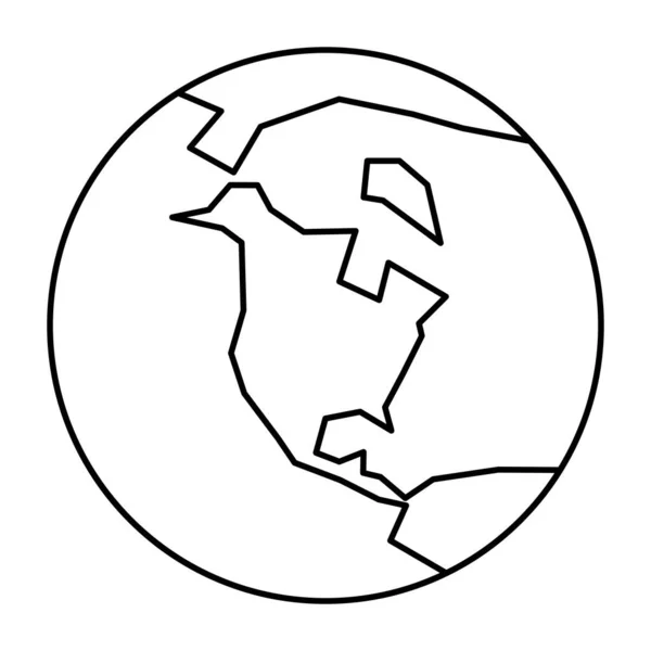 Plan simplifié globe terrestre avec carte du monde axée sur l'Amérique du Nord. Illustration vectorielle — Image vectorielle
