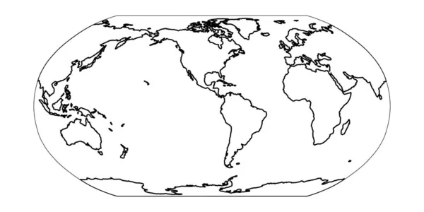 Mapa geral do Mundo. Américas centradas. Ilustração simples do vetor plano — Vetor de Stock