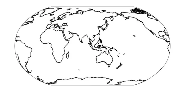 Mapa del Mundo. Asia y Australia centradas. Ilustración simple vector plano — Vector de stock