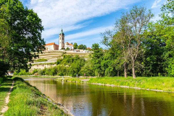 Melnik Castle on the hill above Labe and Vltava River confluence, Czech Republic — Stock Photo, Image