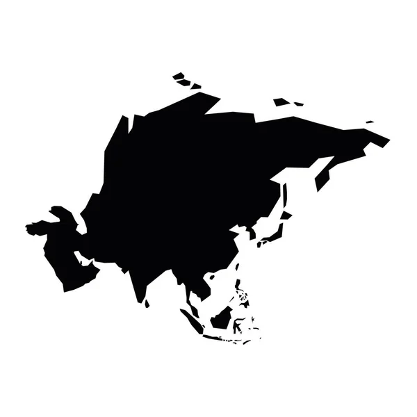 Aziatisch zwart silhouet. Contourkaart van het continent. Eenvoudige platte vector illustratie — Stockvector