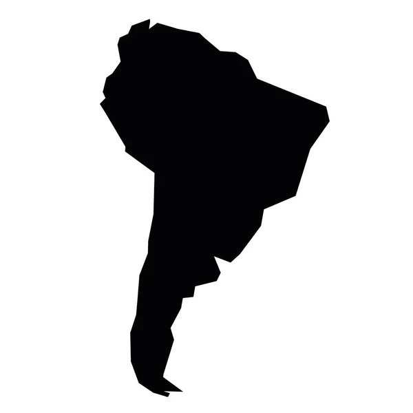 South America black silhouette. Contour map of continent. Simple flat vector illustration — Stock Vector