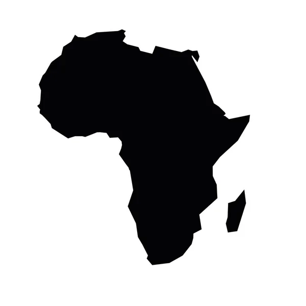 Africa silhouette nera. Mappa dei contorni del continente. Semplice illustrazione vettoriale piatta — Vettoriale Stock