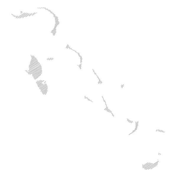 Bahamas: mapa de silueta de bocetos de garabatos a lápiz de la zona rural con sombra caída. Ilustración simple vector plano — Vector de stock