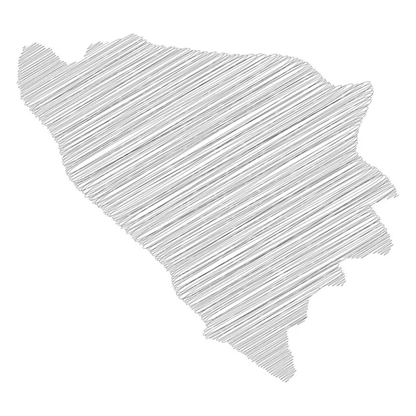 Bośnia i Hercegowina - ołówek bazgroły szkic sylwetka mapa kraju z opuszczonym cieniem. Prosta płaska ilustracja wektora — Wektor stockowy