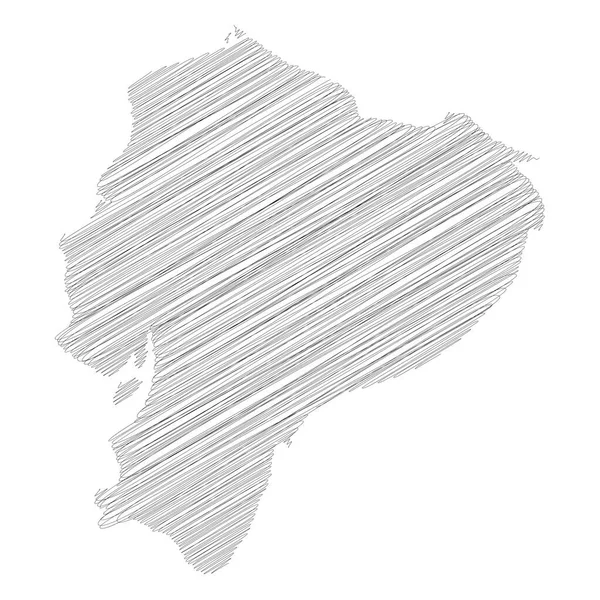 エクアドル-ドロップシャドウと国エリアの鉛筆スケッチシルエットマップ。シンプルなフラットベクトルイラスト — ストックベクタ
